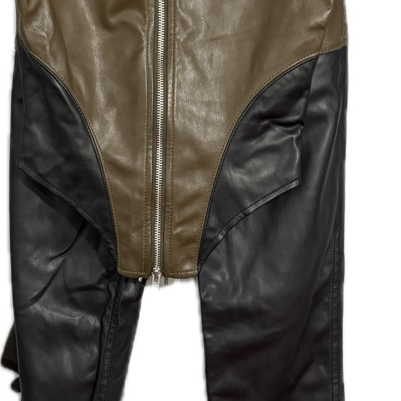 Eckhaus Latta Black and Brown Leather Jumpsuit - Picture 3 of 10